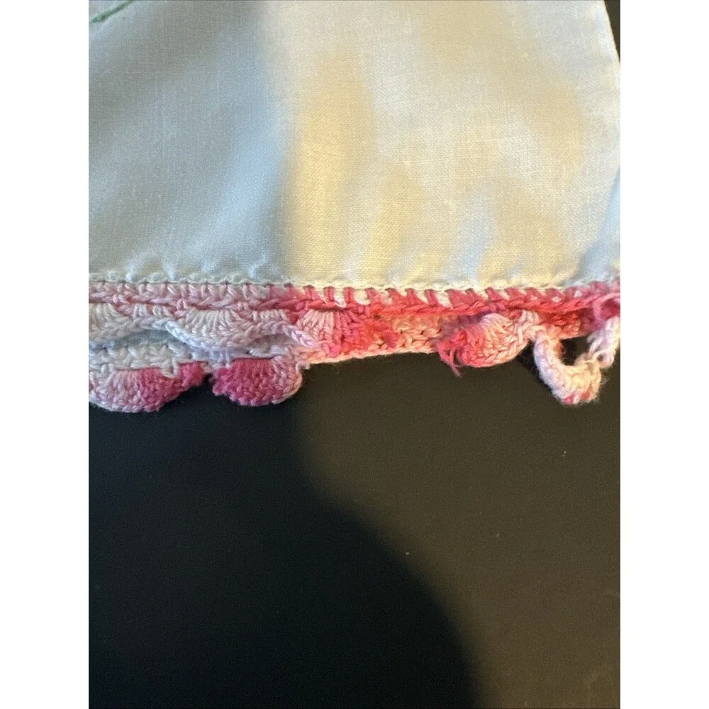 Pleasant Dreams Scalloped Edge Handstitched Pillowcases Standard Sz Vintage READ